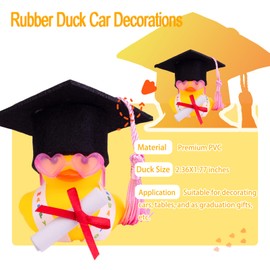 CoFuBcad Graduation Duck Car Ornament, Rubber Duck Car Dashboard Decor with Mini Graduation Hat Sash Glasses