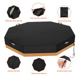 Yexcend Octagon Sandbox Cover, 420D Oxford Cloth Waterproof Outdoor Sand Box Cover for Kids, Protect Sandbox Sand and Toys(Black,84" X 78" X 9")