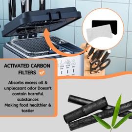 Nispira FDM1501BR Charcoal Oil Vapor Air Fryer Replacement Filters for OVENTE 1.5 Liter Electric Deep Fryer, 3 Pack