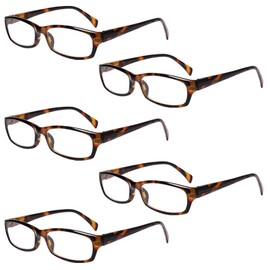 Henotin 5-Pack Reading Glasses Blue Light Blocking Anti Eyestrain Computer Reading Glasses for Women and Men Readers (5 Pack Tortoise, 1.50, Diopters)