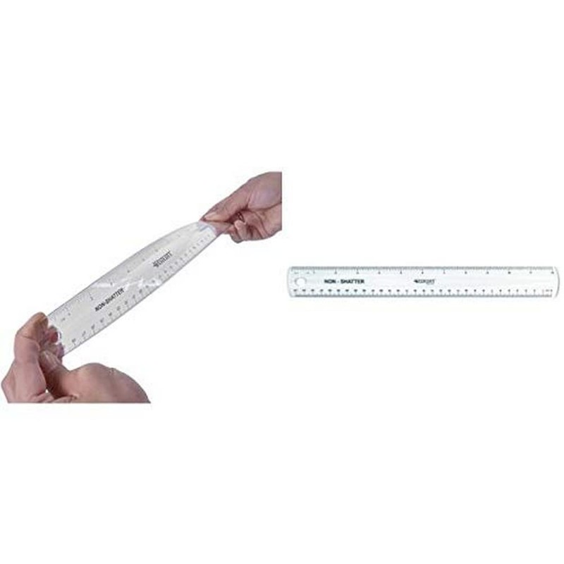 Westcott 12" / 30cm Shatter Proof Plastic Ruler - Transparent
