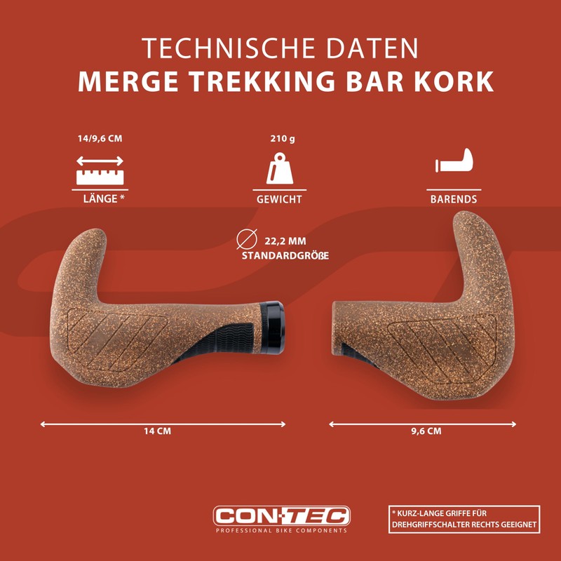 CONTEC Merge Trekking Bar Cork, Ergon Design, 96/140 mm, Breathable,