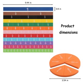 EHR Magnetic Fraction Tiles, 134 pcs Fraction Tiles Set, Rainbow-Colored Fraction manipulatives for Elementary classrooms (Oblong+Round)