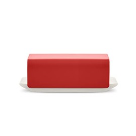 Alessi Mattina BG04 R - Design Butter Container, Made of Porcelain with Lid in 18/10 Stainless Steel, Colored with Epoxy Resin, Red
