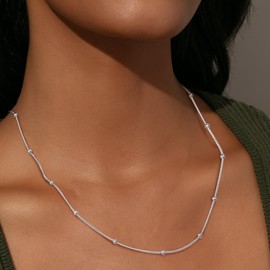 MOROTOLE Silver Necklaces for Women,1.2mm Thin Chain Necklace Long Necklaces for Women 22 inch Silver Chain