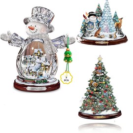 3PCS Christmas Hanging Ornament,Acrylic Christmas Tree Snowman, Colorful Christmas Tree Winter New Year Party Decoration