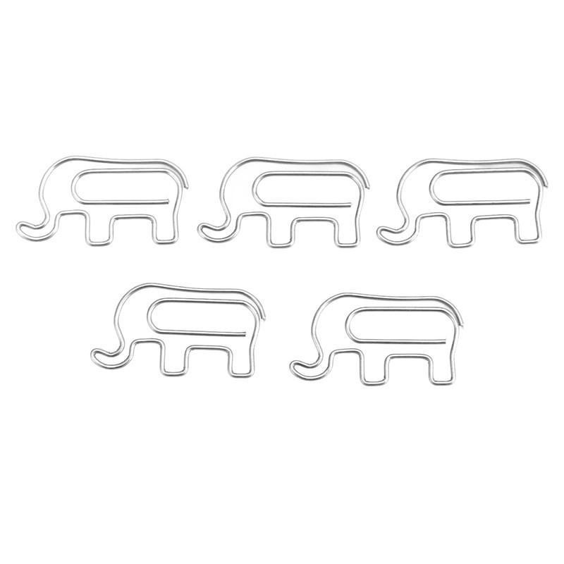100pcs Paper Clip Cute Elephant Shaped Stainless Steel Paper Clip