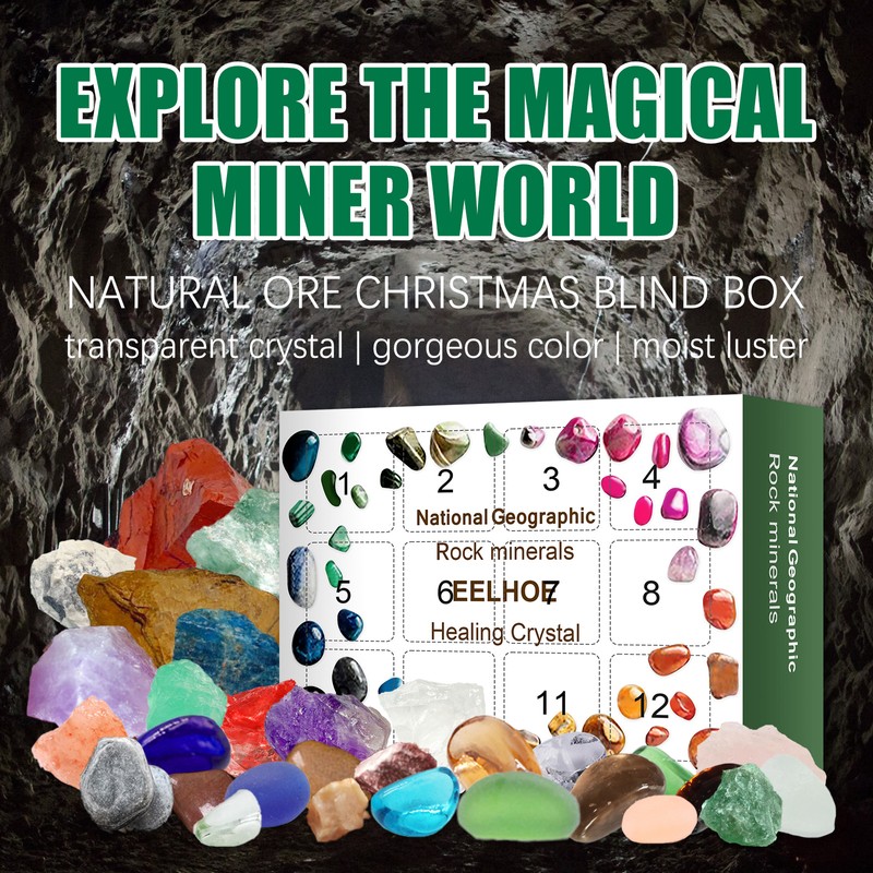 Healing Stones Advent Calendar 24 Grids Improve Creativity Christmas Advent