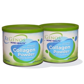 ReGenos Bone Health Collagen, Bioactive Hydrolyzed Collagen Peptides Powder Supplement, FORTIBONE®, Unflavored, Type I and III, Gluten Free, Kosher, 60 Day Supply (2 Pack)