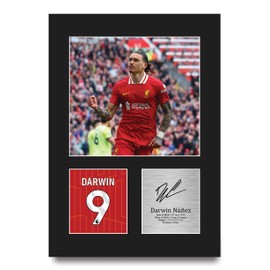 HWC Trading Darwin Nunez Liverpool Gifts Printed Signed Autograph Picture for Football Fans and Supporters - A4 Portrait
