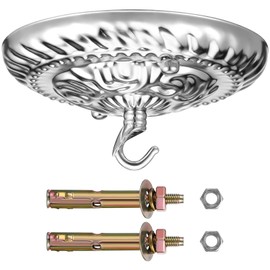 Operitacx Chandelier Ceiling Plate with Hook 5.90X5.90X2.95In Vintage Ceiling Light Canopy Holder for Home Restaurant Pendant Lighting