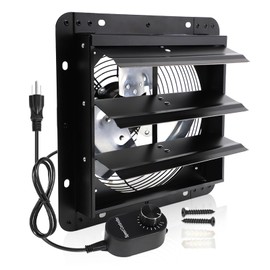 Aibabcue Shutter Exhaust Fan, 14 in Wall Mount Ventilation Fan w/Speed Controller Attic Vent Fan for Chicken Coops, Greenhouse, Gable, Barn, Garage, Shed Ventilator 1088 CFM,1700 RPM