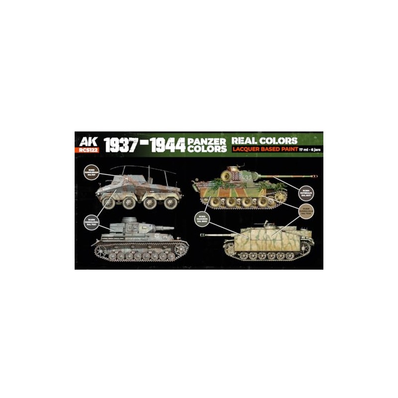 AK Real Colors Set RCS122 1937-1944 Panzer Colors (6x17ml)