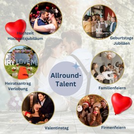 Twist4 heart balloons approximately Twist4® Diameter 26 cm, 100% Natural Latex Premium Quality - Made in Germany - Heart Shape in Red Pink White - Wedding Valentine's Day Decoration (Pack of 50, Red)