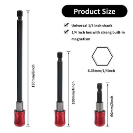 TIMESETL 12pcs Drill Bit Extension, 1/4 Inch Hex Shank Magnetic Drill Bit Extension Set, Screwdriver Bit Holder Extension for Screws, Nuts, and Any Drill and Handheld Driver(60mm/100mm/150mm)