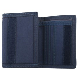 TOPTIE Mens Trifold Wallets with Zipper Coin Pocket, Canvas Billfold Bulk Sale with ID Window-Black-1pcs