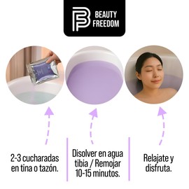 Beauty Freedom Bath Salt Sal De Baño | Vegano Y Libre De Crueldad | Elaborado Con Sal Marina | Con Aceites Esenciales Y Flores | Lavanda Menta | 500g