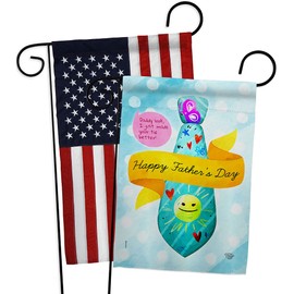 Happy Daddy Day Garden Flag - Pack Family Father's Dad Papa Grandpa Best Parent Sibling Relatives Grandparent USA Applique - House Decoration Banner Small Yard Gift Double-Sided Made In 13 X 18.5