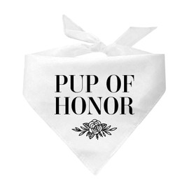 Pup of Honor Maid of Honor Bridal Party Wedding Dog Bandana (White, OS 931)