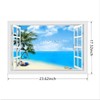 Mendom Fake Windows Wall Sticker, Removable 3D Beach Seascape Faux