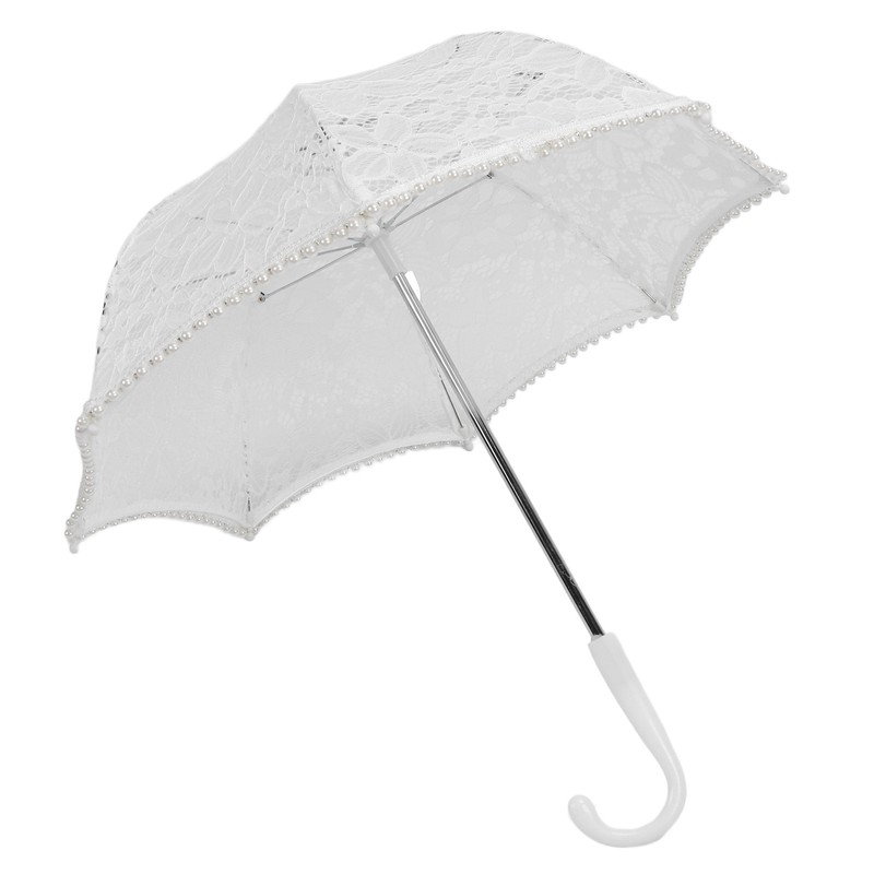 Lace Wedding Umbrella Romantic Embroidery Flower Bridal Umbrella Ergonomic Handle