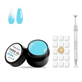 finger secret Ombre Gel Pat Nail Polish Set,Ombre Pigment for Nails,Gradient Painting Gel with 20Pcs Nail Sponges for 3D Gels Nail Art can be Painted Light Blue Color
