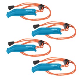 VOGUCCLO 4 Pcs Emergency Whistle - Super Loud Survival Whistle with Lanyard for Safety Alert,Boating,Swimming,Kayaking,Hiking,Camping,Hunting,and Rescue Signaling(4 Pcs Blue)