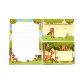 Writing Paper Set Letter Pad with Envelope for Girls Boys Kids Fox Animals Letter Paper Pad Lined (A5 Pad with 25 Sheets + 15 Envelopes)