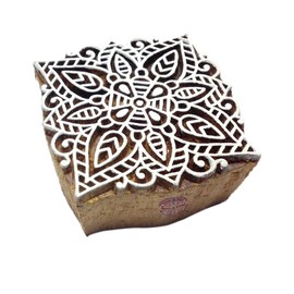Designer Square Mandala Pattern Wood Print Textile Stamp
