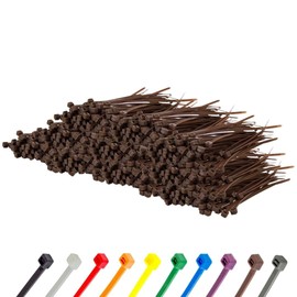 Gocableties Cable Ties 1000 Pieces Brown 100 mm x 2.5 mm with 8.1 kg Tensile Strength Small Size Thin UV Resistant Set