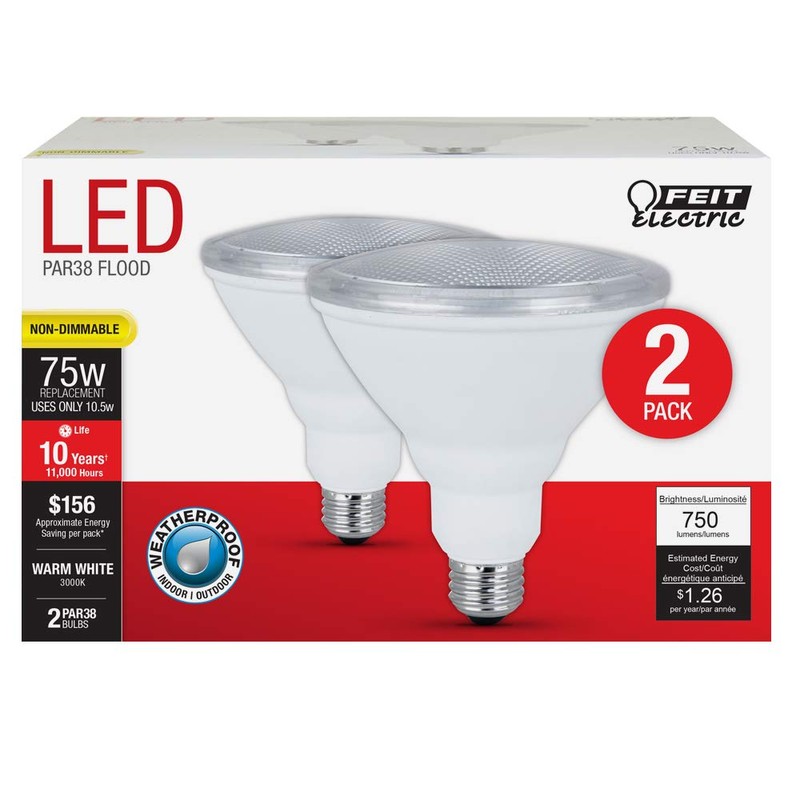 Feit Electric PAR38 LED Bulbs, 75W Equivalent, Non Dimmable, LED