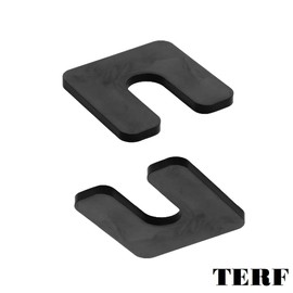 TERF® 70mm X 70mm X 9mm with 22mm Slots Heavy Duty Plastic Packers Horseshoe U Shims Spacers Fender Alignment U Shim Flat Plate Square Washer 9mm Thickness - Pack of 10
