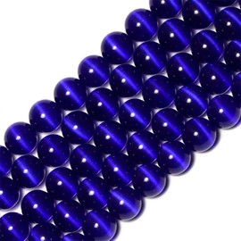 HAAMIIQII 45pcs 8mm Dark Blue Cat Eye Beads Round Loose Gemstone Beads for Jewelry Making DIY Bracelet Necklace