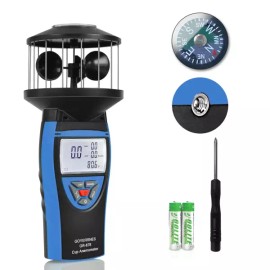Compass 야외 요트 서핑 드론 비행 HVAC를 위한 컴퍼스가 장착된 고예르네스 핸드헬드 컵 풍속계 93MPH 디지털 CFM Compact Compass Equipped High Accuracy Handheld Cup Anemometer for Outdoor Yacht Sailing Drone Flight HVAC 93MPH Digital CFM