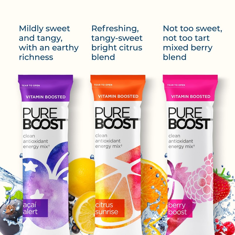 Pureboost Sugar-Free Clean Energy Booster, Refreshing Energy Drink Mix with