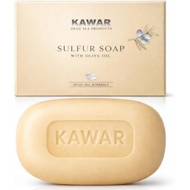 KAWAR- Jabón de azufre del Mar Muerto con aceite de oliva, alivia afecciones de la piel como acné, psoriasis, eczema y acné negro