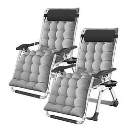 Zero Gravity Chair, Lawn Recliner, Reclining Patio Lounger Chair, Folding Portable Chaise with Detachable Soft Cushion, Cup Holder, Headrest