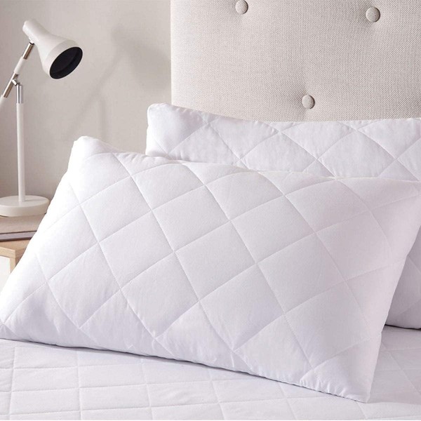 Pack of 2 Quilted Protectors Bed Pillows Cover White Pillow