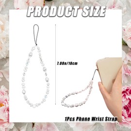 Pearl Phone Charm Wrist Strap, Cute Phone Chain, Handmade Wrist Strap Beaded, Anti-Lost Charms Accessories for Women Girls