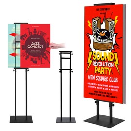 GUOHONG Poster Stand for Display Pedestal Sign Stand,Adjustable Floor Standing Sign Holder,Heavy Duty Banner Stand with Base Height Up to 75 inch Double-Sided for Board & Foam Sign (75in)