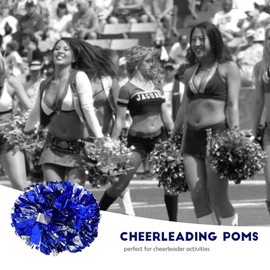 Yosoo Health Gear Plastic Cheerleading Poms, Pom Poms Cheerleading, Cheer Dance Pom Poms with Plastic Handle, Pompoms for Team Spirit Sports Dance Cheering(Silver+Blue)