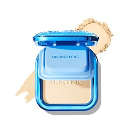 SKINTIFIC Base de Maquillaje en Polvo, Base en Polvo Compacta de Cobertura total Ultra Cover, Matifica y Controla Brillo por 16 h, Minimiza la apariencia de poros, Iguala el tono (01 Vanilla)