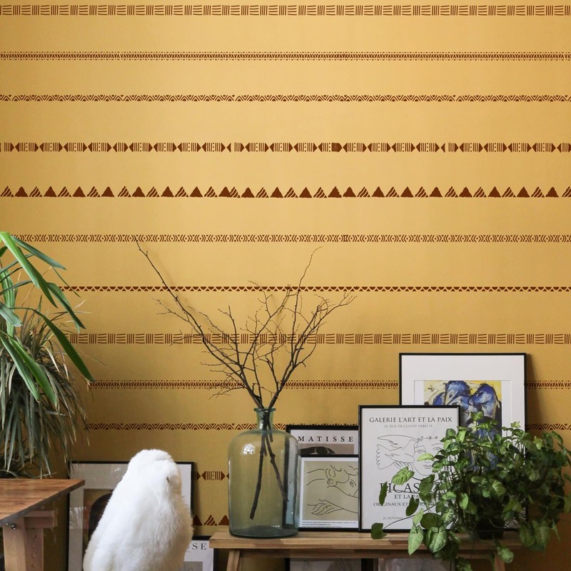 FINGERINSPIRE Mudcloth Elements Pattern Stencil 8.3x11.7inch Tribal Borders Drawing Template