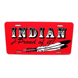 DIGIART INTERNATIONAL NATIVE AMERICAN INDIAN AND PROUD METAL CAR NOVELTY LICENSE PLATE AUTO TAG