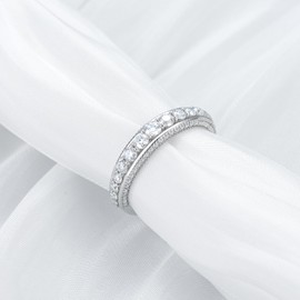 Molioaki 1.52 carats Round Cut Wedding bands for women Moissanite wedding bands Platinum Plated Silver womens wedding rings -9.5