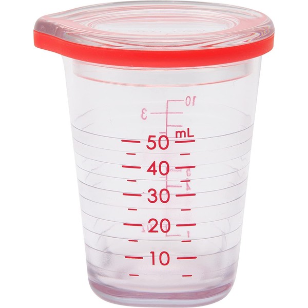 Marna Dressing Measuring Cup, 1.6 fl oz (50 ml) (Clear / Recipe) with Measuring Marks, Plastic Containers (Washer with Lid) K677