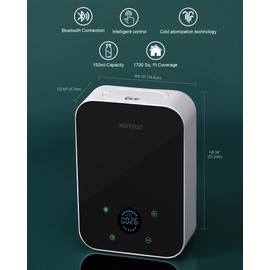 Waterless Oil Diffuser - Pure Essential Oil Diffuser with App Control - 150ml/1700 Sq.Ft. Coverage for Effective Aromatherapy in Home/Office/Hotel (White Black)