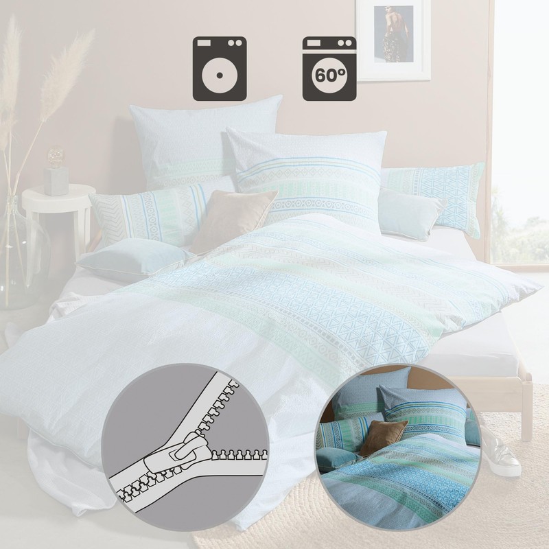 Erwin Müller Bed Linen Seersucker Blue Size 135 x 200