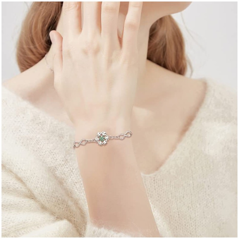 Ever Faith Snowflake Bracelet for Women, 925 Sterling Silver Green