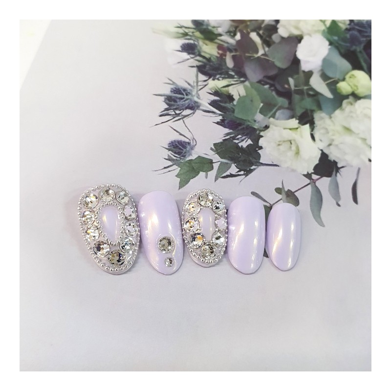 Powder Chain Ball Stone Handmade Nail Tip - Oval /